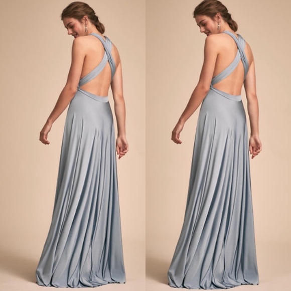 - BHLDN -Two Birds Ginger Convertible Dress in Fog - Picture 2 of 8